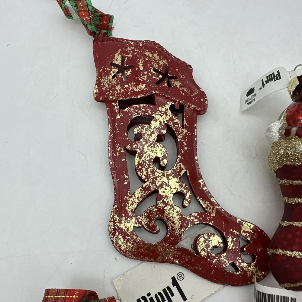 Vintage & Modern Lot Of 6 Pier 1 Christmas Ornaments